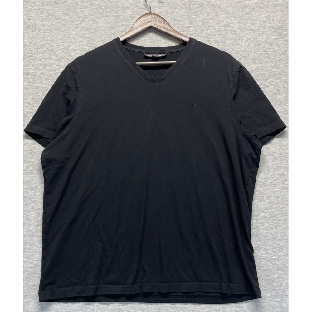 Michael Kors T Shirt Mens XL Black V Neck Short Sleeve Cotton Outdoor Casual